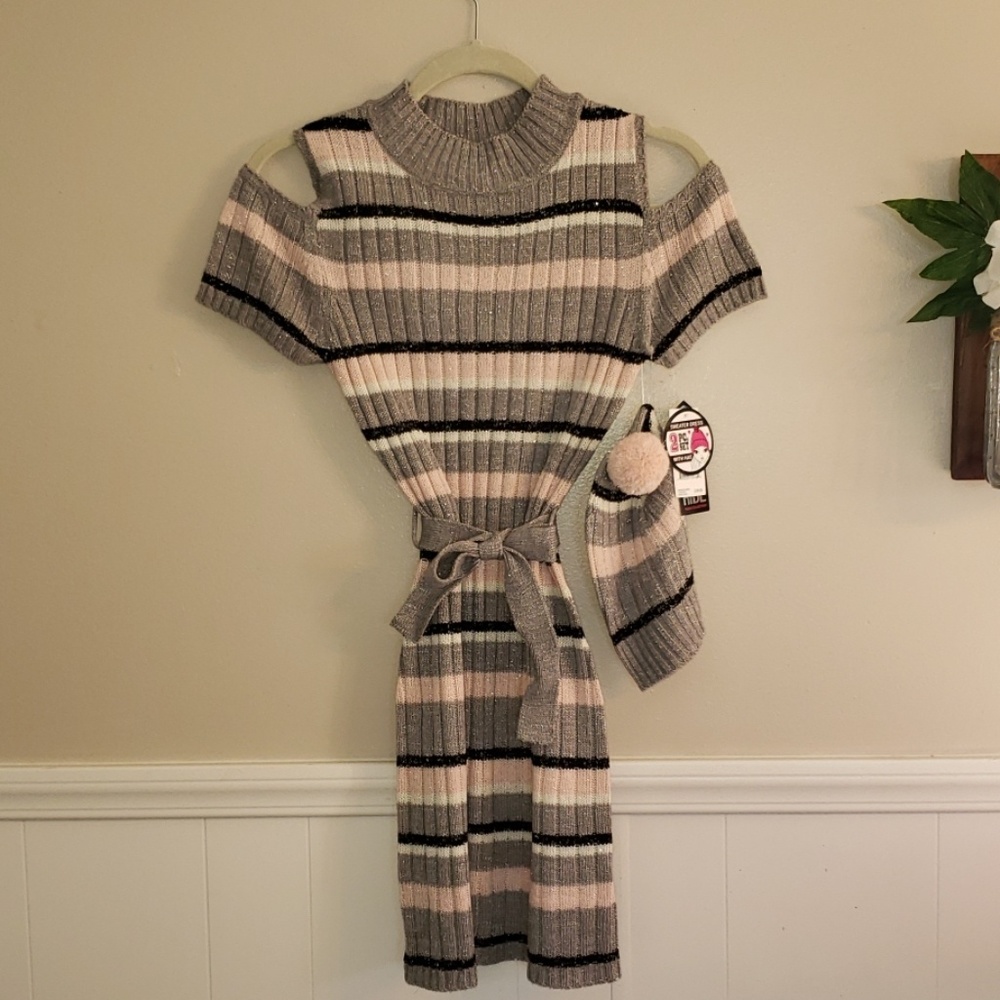 Girls sweater dress with hat size large 14/16